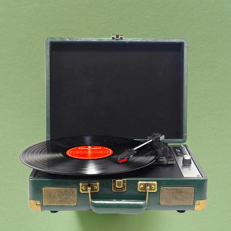 RCA Vinyl Record Player P01，3-Speed Bluetooth Suitcase Portable Belt-Driven Record Player with Built-in Speakers