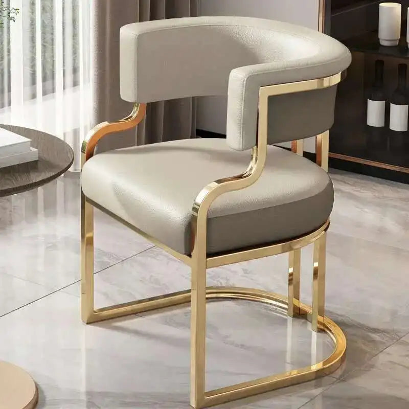 Luxury golden Dining Chairs, wrought Iron Backrest Armchair