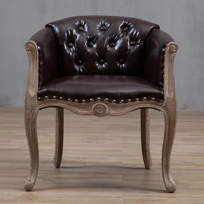 Leisure Sofa Chair, Solid Wood Antique Dining Chair, European Hotel Dining Chair, Living Room Leisure Sofa Chair