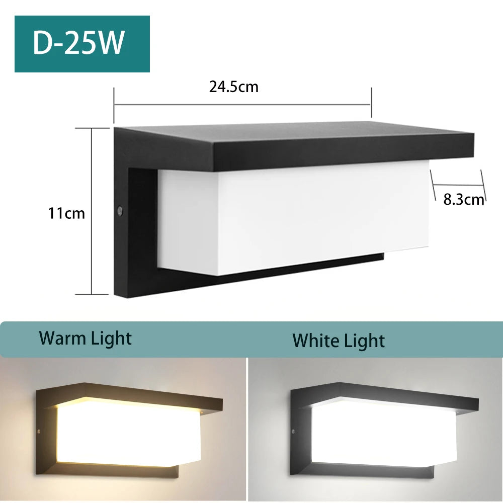 Modern square wall light LED Flush mount Black Home Decor Wall Sconce IP65 Waterproof