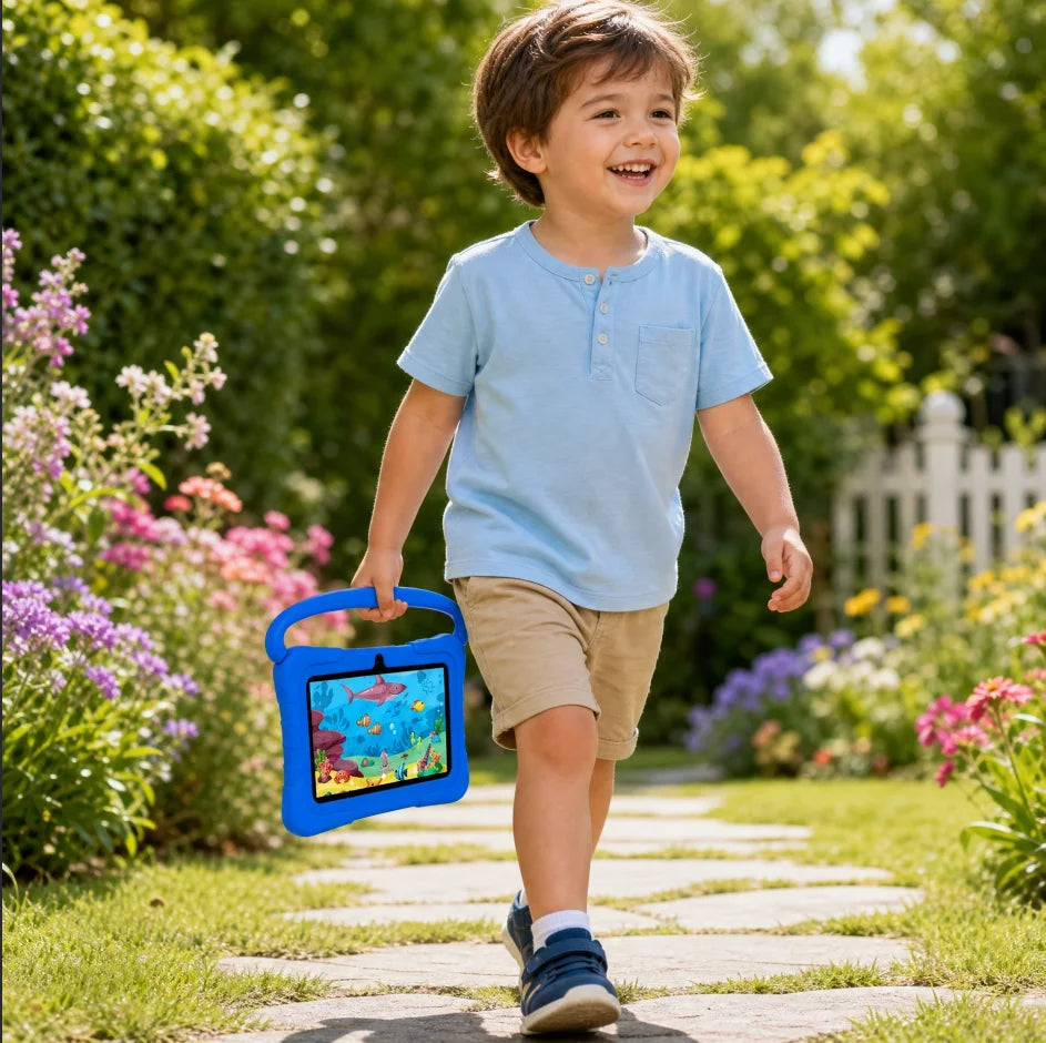 ATMPC Android 14 Kids Tablet 7", Quad-Core Toddler Tablet with Shockproof Case & Eye Care Screen, WiFi GMS Certified
