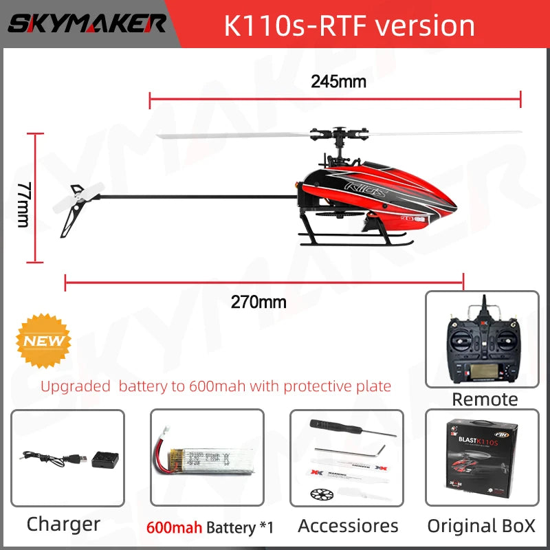 Wltoys XK K110s RC Helicopter BNF 2.4G 6CH 3D 6G System Brushless Motor RC Quadcopter Remote Control Drone Toys For Kids Gifts