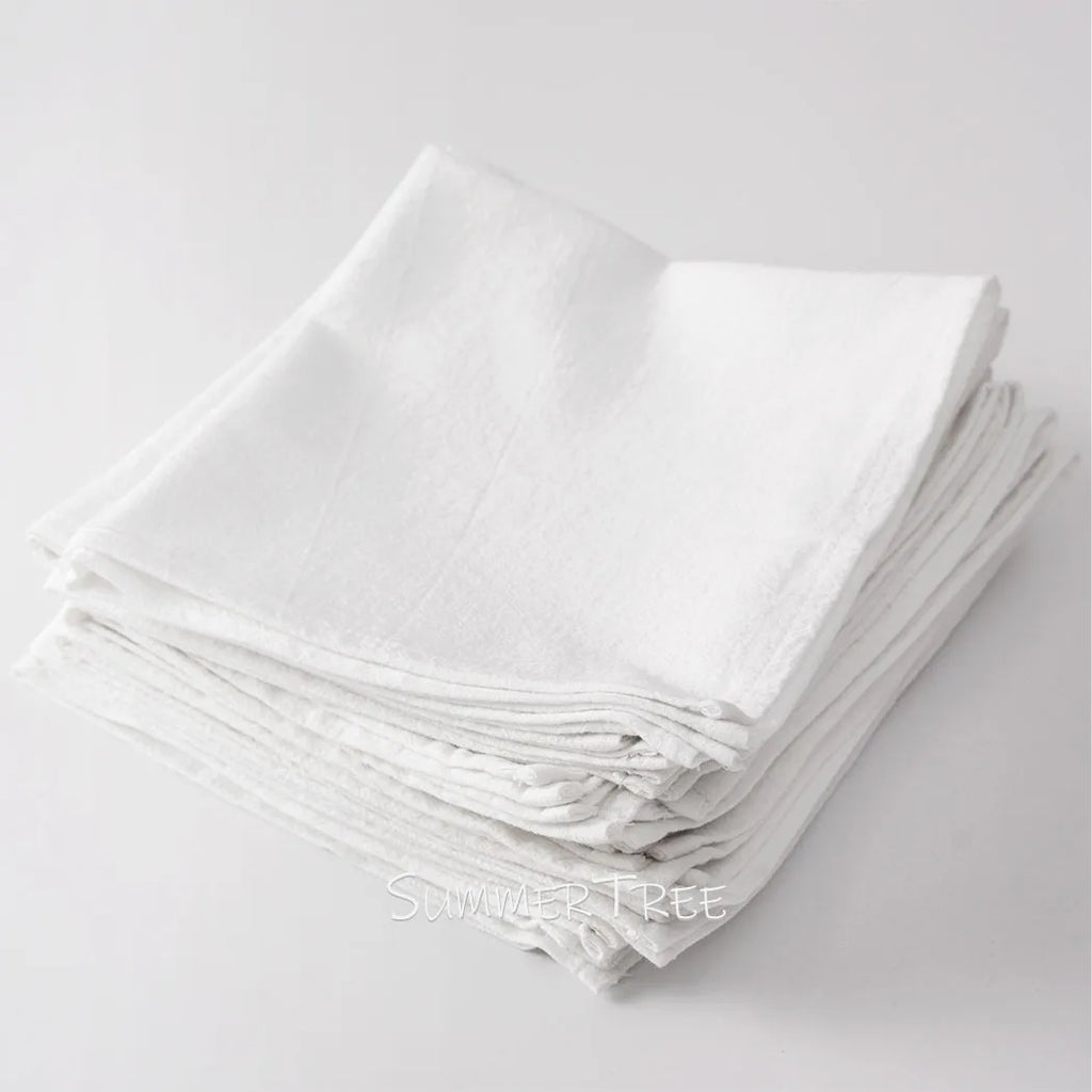 10 Pack 40x40cm Napkins, Washed Cotton Cloth Plain Vintage Style Soft Tea Towels, Place Mats