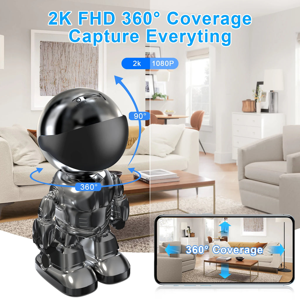 WESECUU  Robot Camera Wifi 3MP Indoor Home Security Camera Night Vision Two Way Audio Auto Tracking Indoor Baby Monitor