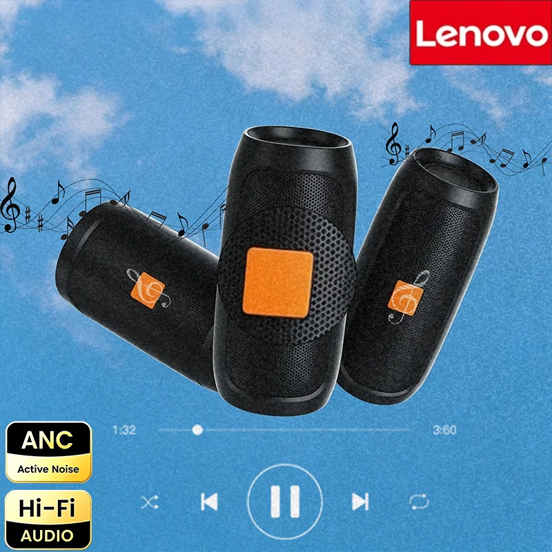 Lenovo TF USB FM Radio Voice Broadcast Wireless Subwoofer Dual Stereo Heavy Bass Portable Bluetooth Speaker for Outdoor Use