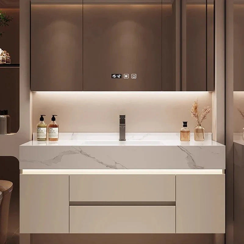 Luxury Bathroom Vanity Cabinet with Storage, Mirror, Wall Shelves
