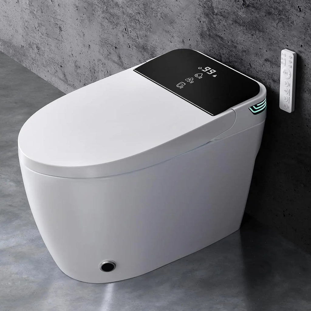 Modern Electric Smart Toilet With Built-In Bidet,Auto Open&Close Lid,Heated Seat,Dual Auto Flush & Foot Sensor, Custom