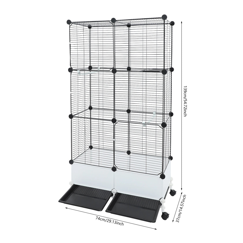 Large Parrot Cage, Standing Bird Cage 29x14x55 Inch, Spacious Birdcage with Splash Guard & 6 Locking Wheels