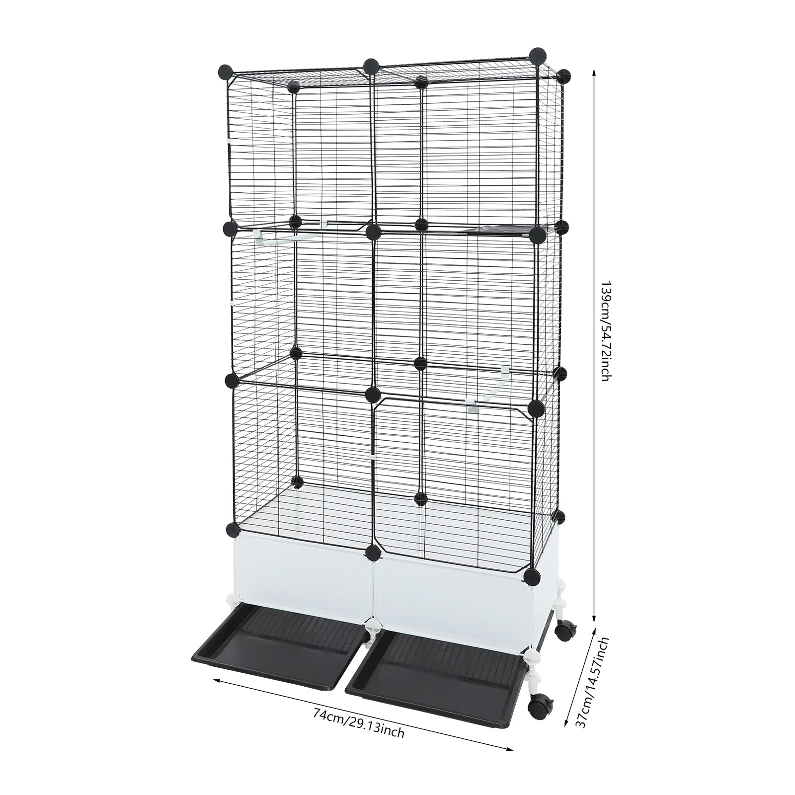 Large Parrot Cage, Standing Bird Cage 29x14x55 Inch, Spacious Birdcage with Splash Guard & 6 Locking Wheels