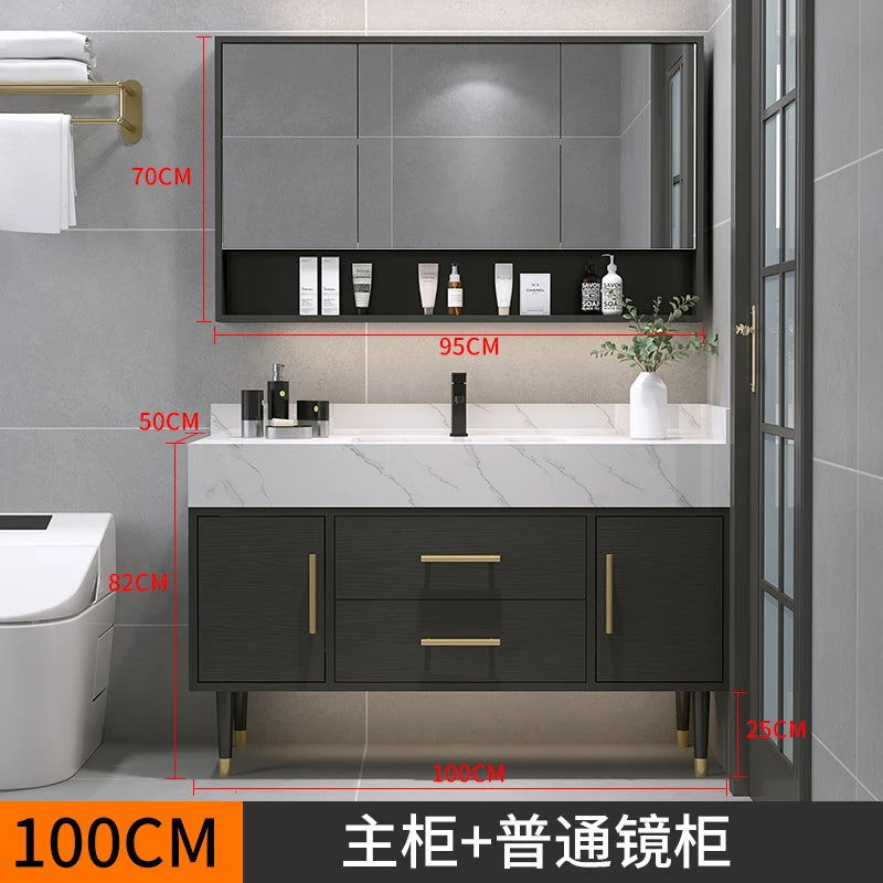Marble Countertop  Bathroom Wood Cabinet, Smart Mirror, Vanity Unit Basin Faucet Combination