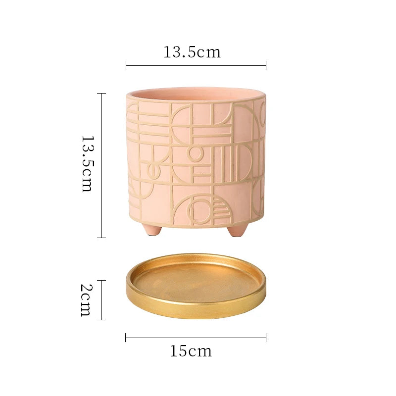 Simple Cylindrical Ceramic Flower Pot,, Succulent Plant Potted Garden Decoration