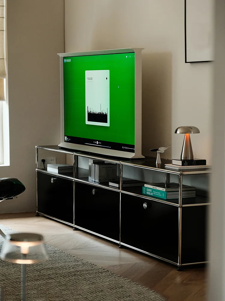TV Stand Storage Cabinets, Corner Cabinet, Metal Storage Display Cabinet