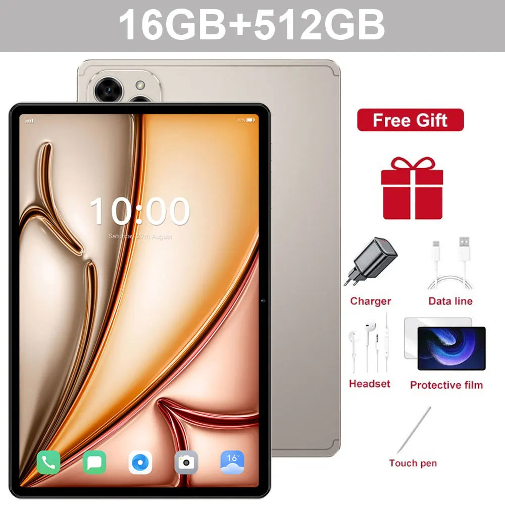 Original Pad 16 Pro Global Version Tablets 10.1" Android 15 10000mAh Tab 5G Dual Sim 22GB+2TB WIFI Children's Kids Tablet PC