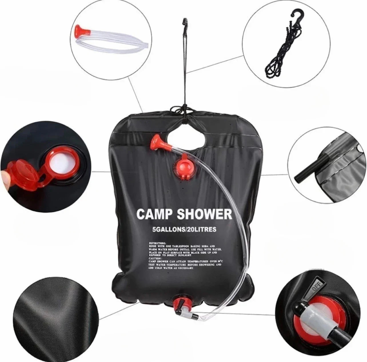 Outdoor Shower Bags 20/40L Bath Outdoor Bag Water Bag Solar Shower Foldable Camping Sun Compact Heated Water Shower Bags Scrubbi