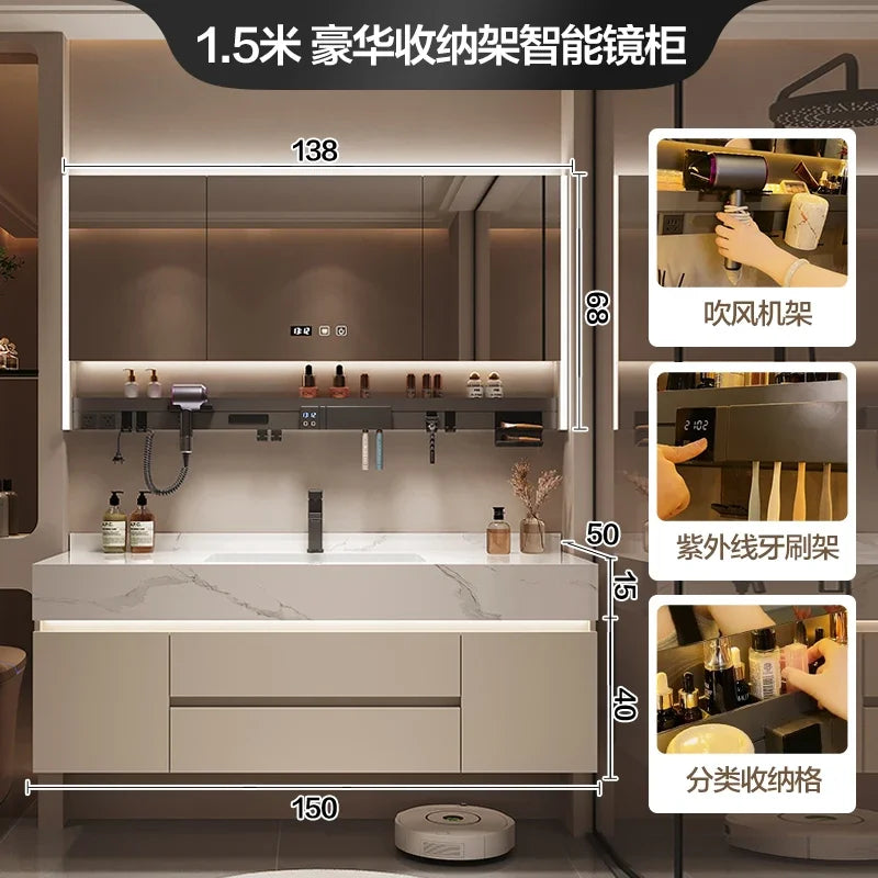 Luxury Bathroom Vanity Cabinet with Storage, Mirror, Wall Shelves