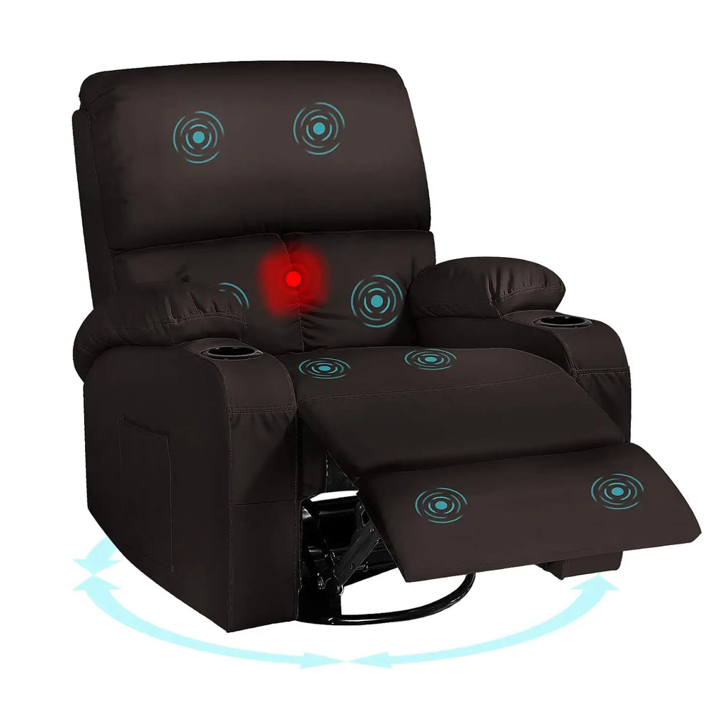 Massage Rocker Recliner Chair with Vibration And Heat USB & Type-C Ports, 360° Customizable Rocking Recliner Chair