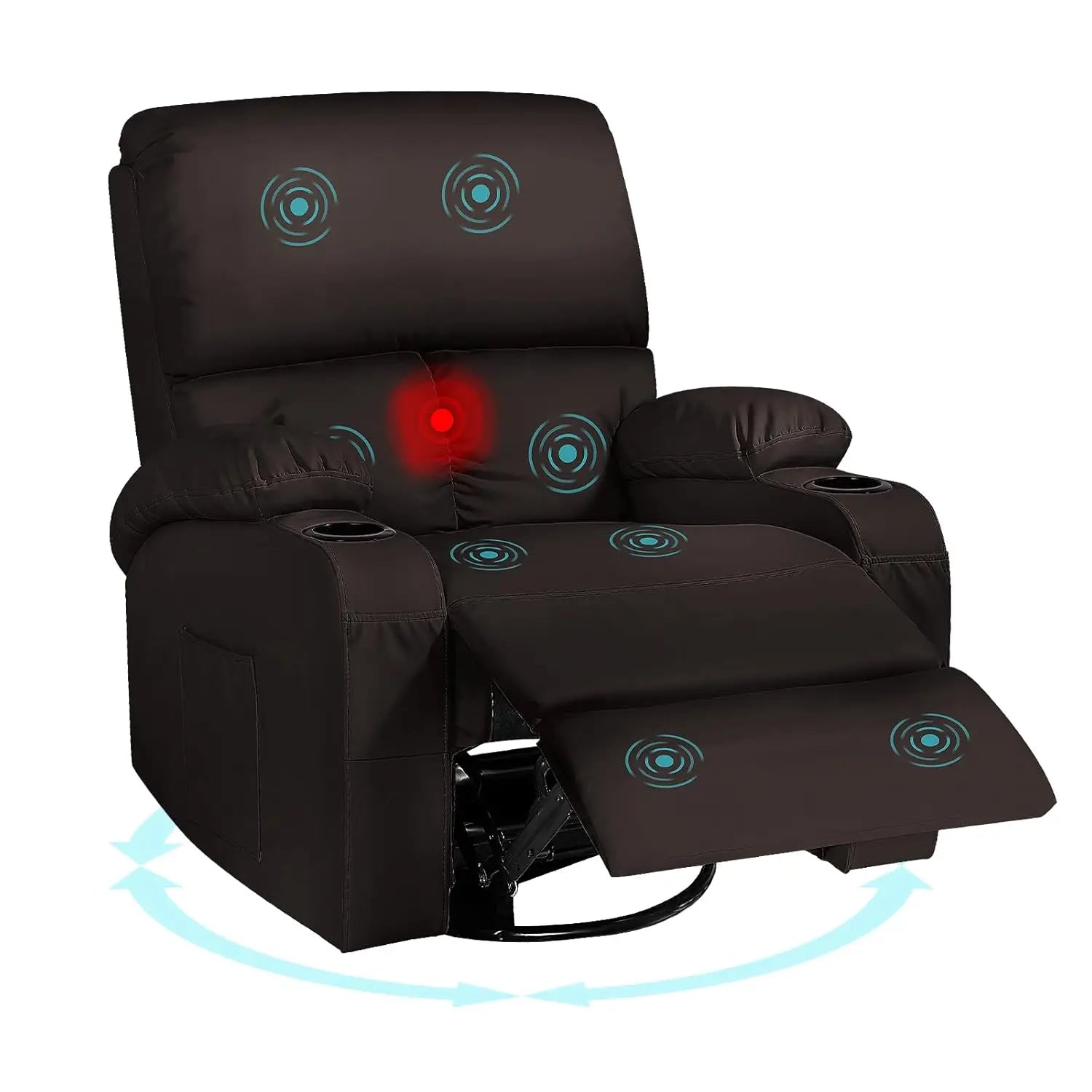 Massage Rocker Recliner Chair with Vibration And Heat USB & Type-C Ports, 360° Customizable Rocking Recliner Chair