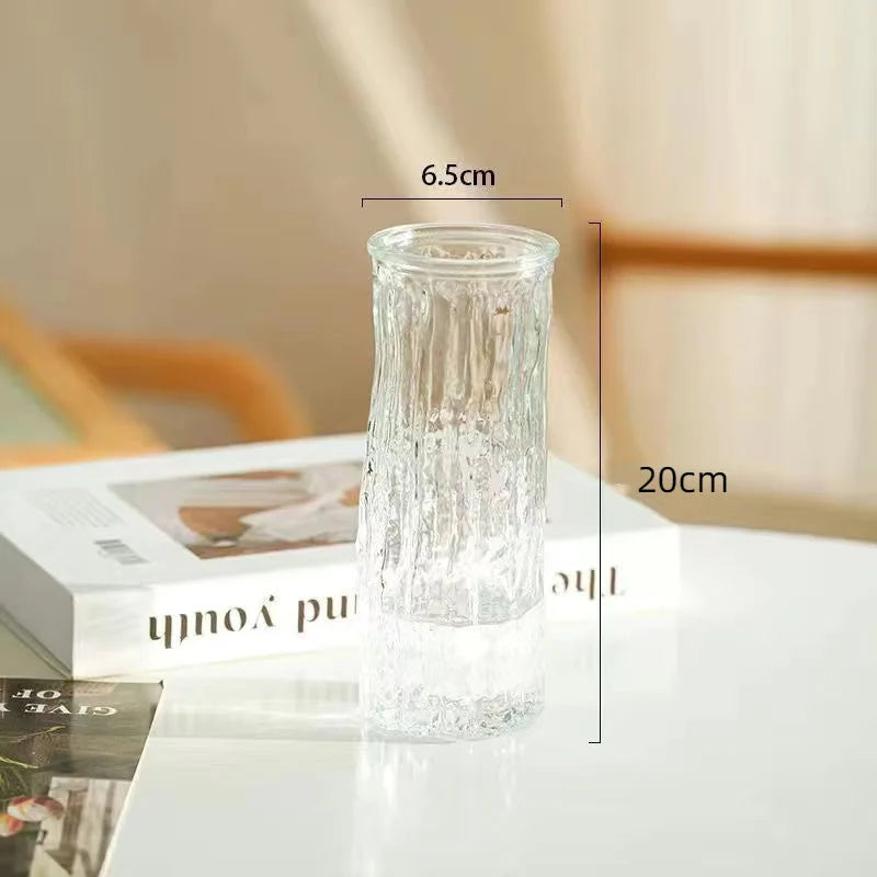 1PCS Minimalist Wind Glacier Vase Transparent Glass Vase
