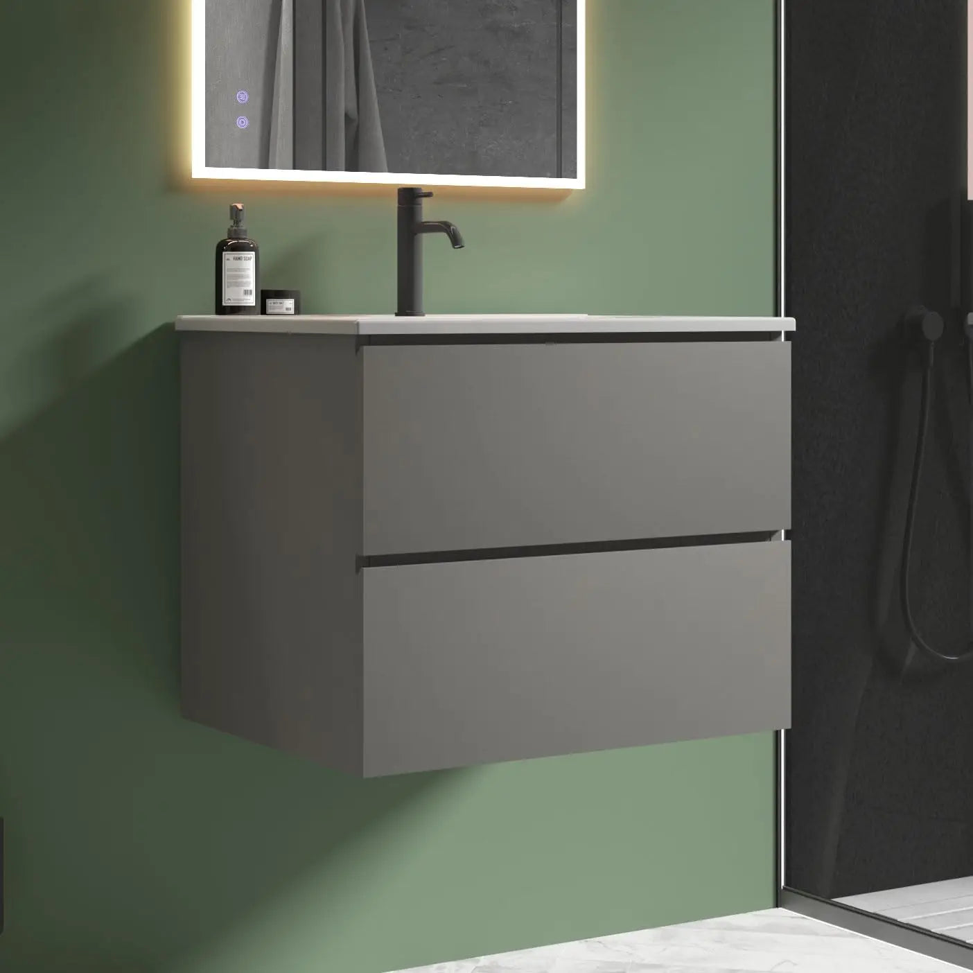 24" Bathroom Floating Vanity with Sink, with Double Soft Closing Drawers, Large Storage