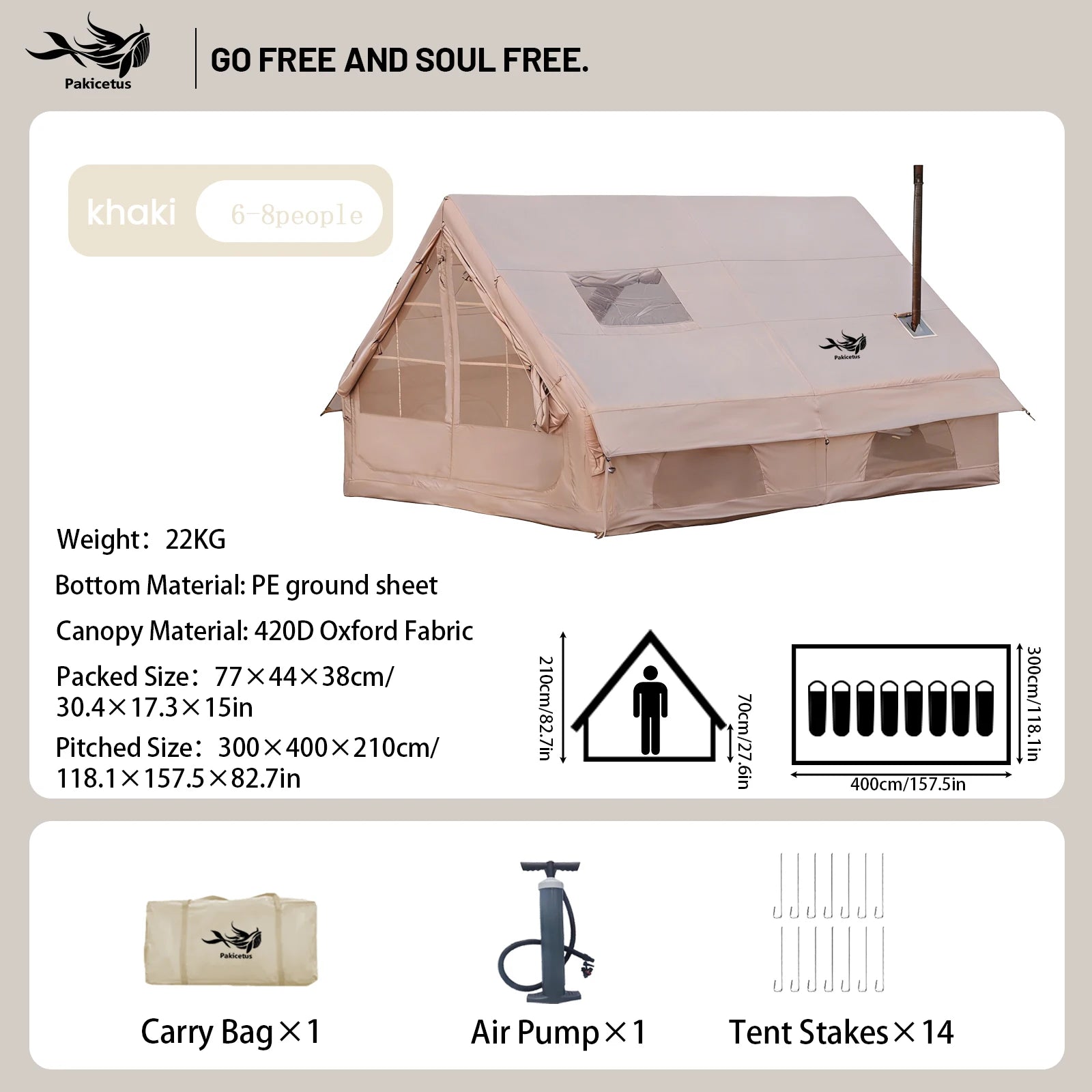 Pakicetus Quick Setup Inflatable Camping Tent