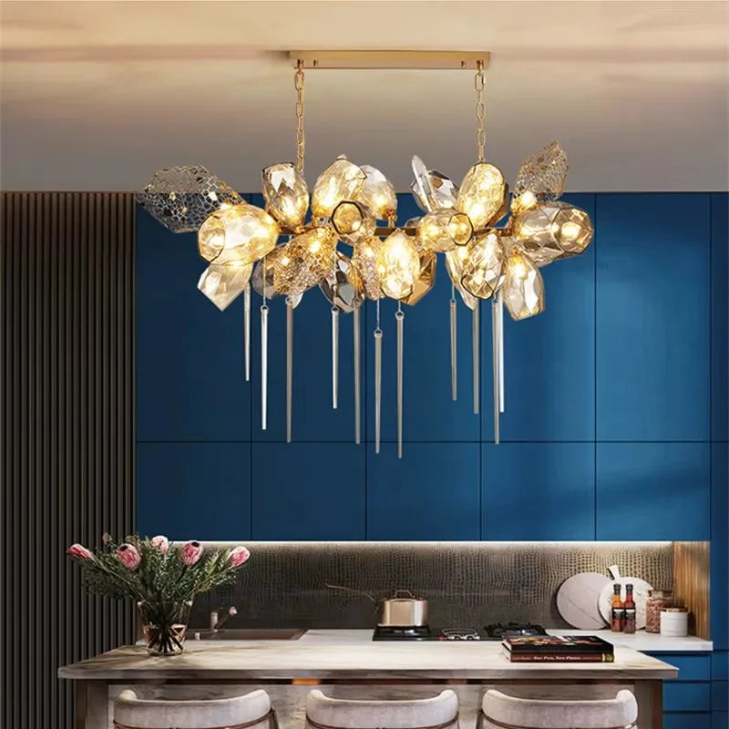 Postmodern Luxury K9 Crystal Chandelier, LED Lighting Cognac Glass Hanging Lights