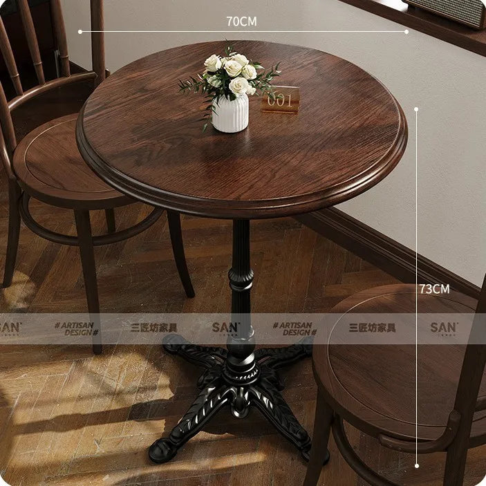 American Retro Cafe Solid Wood Table and Chair Combination Milk Tea Dessert Bakery Restaurant Commercial Dining Table and Chair