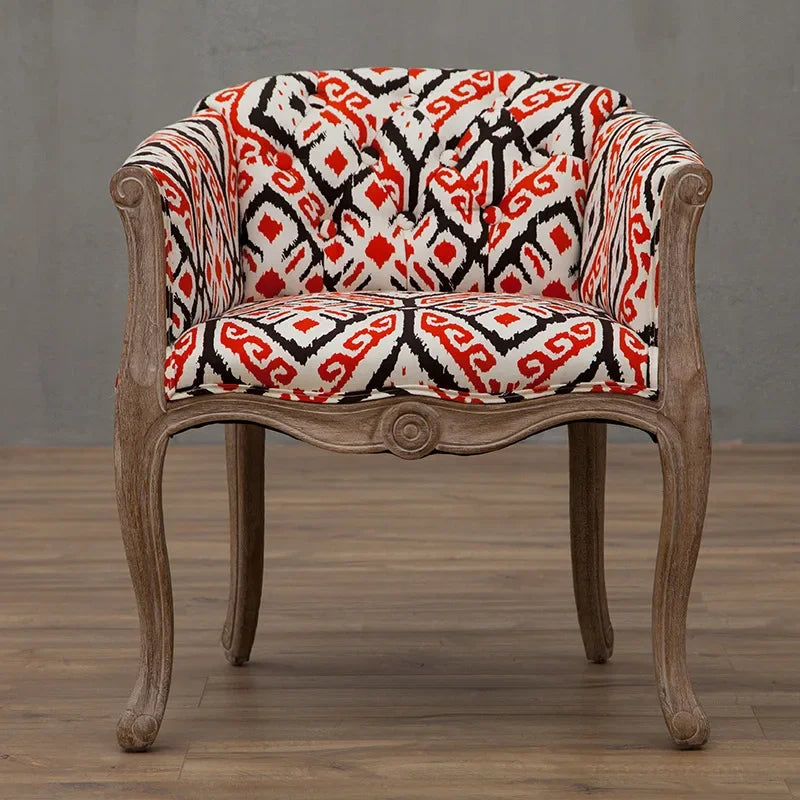 Leisure Sofa Chair, Solid Wood Antique Dining Chair, European Hotel Dining Chair, Living Room Leisure Sofa Chair