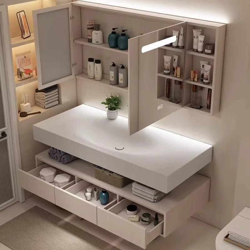 Modern Integrated Bathroom Vanity Washstand Basin, Combined Cabinet