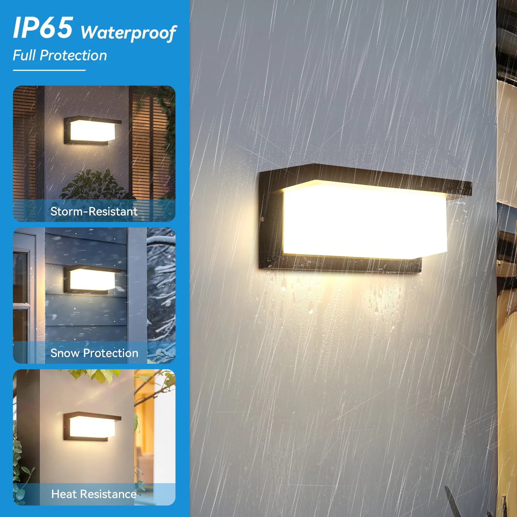 Modern square wall light LED Flush mount Black Home Decor Wall Sconce IP65 Waterproof