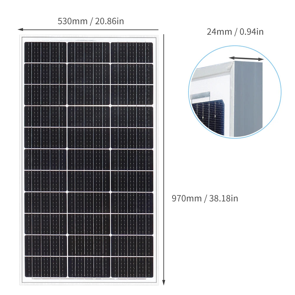 BOGUANG Rigid Solar Panel Set Glass Solar Panel 100W 200W (2pcs 100W Rigid Panel Solar) 18V Photovoltaic Charging for Battery