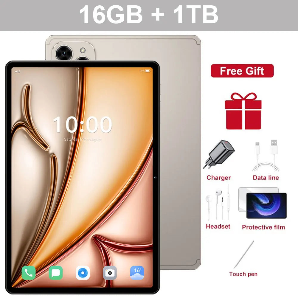 Original Pad 16 Pro Global Version Tablets 10.1" Android 15 10000mAh Tab 5G Dual Sim 22GB+2TB WIFI Children's Kids Tablet PC