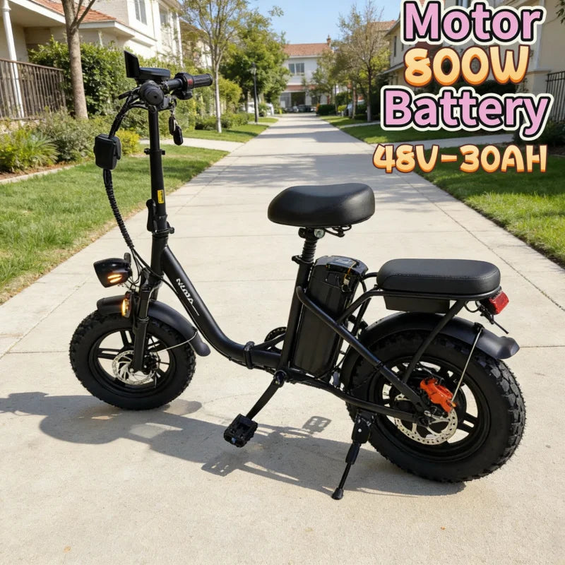 16-inch foldable leisure E-Bike, 48V30AH large capacity battery, built-in 800W high-speed motor