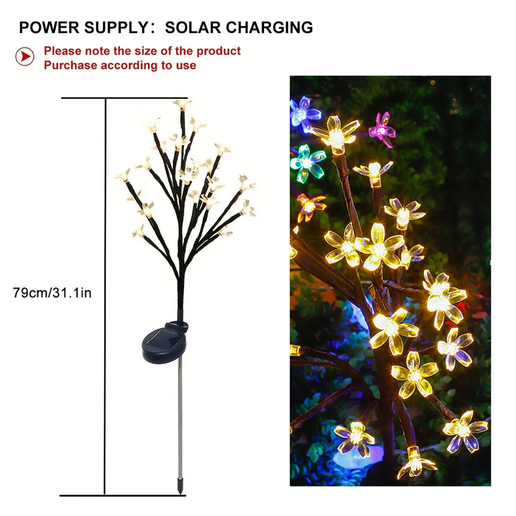 Solar powered tree branch cherry blossom lamp,
