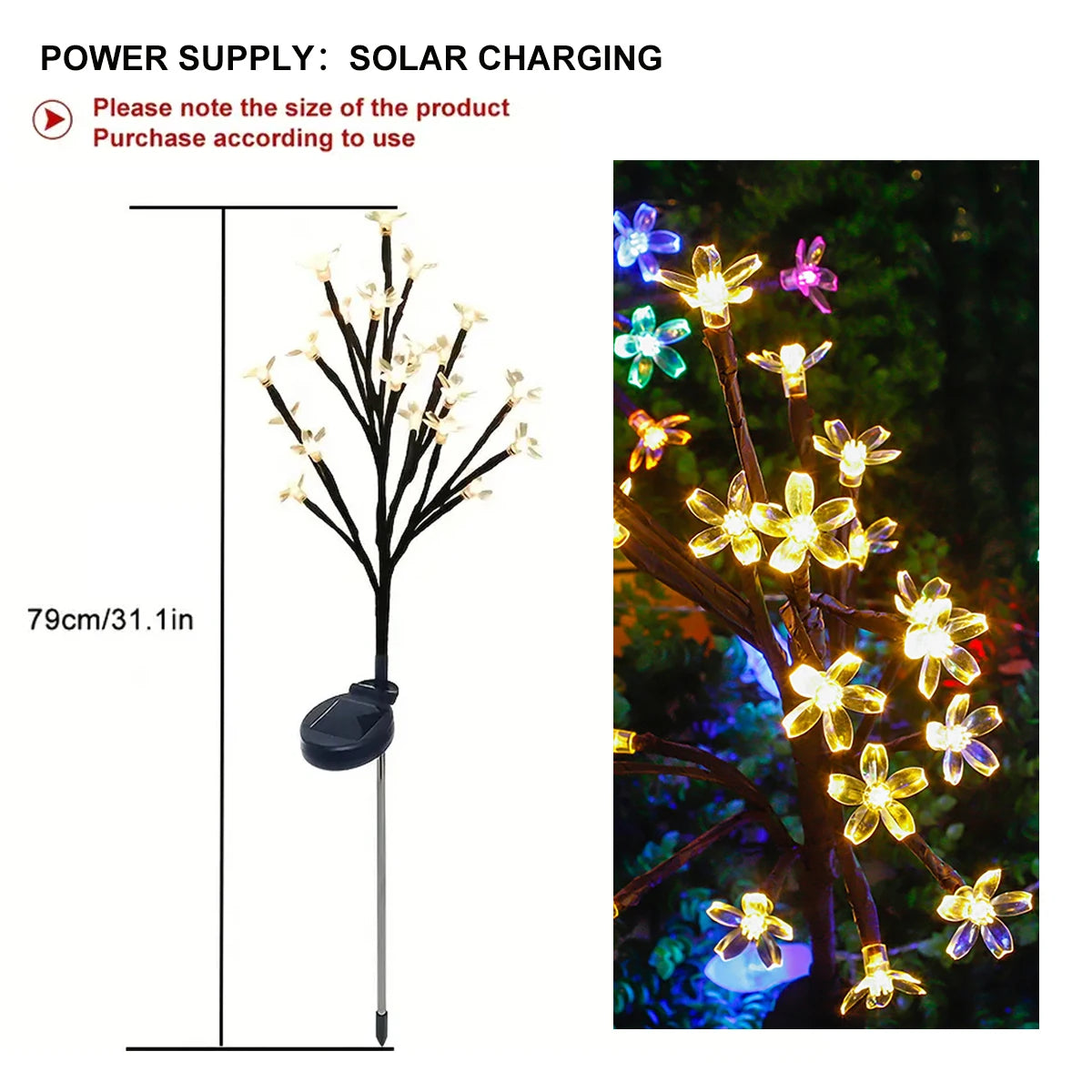 Solar powered tree branch cherry blossom lamp,