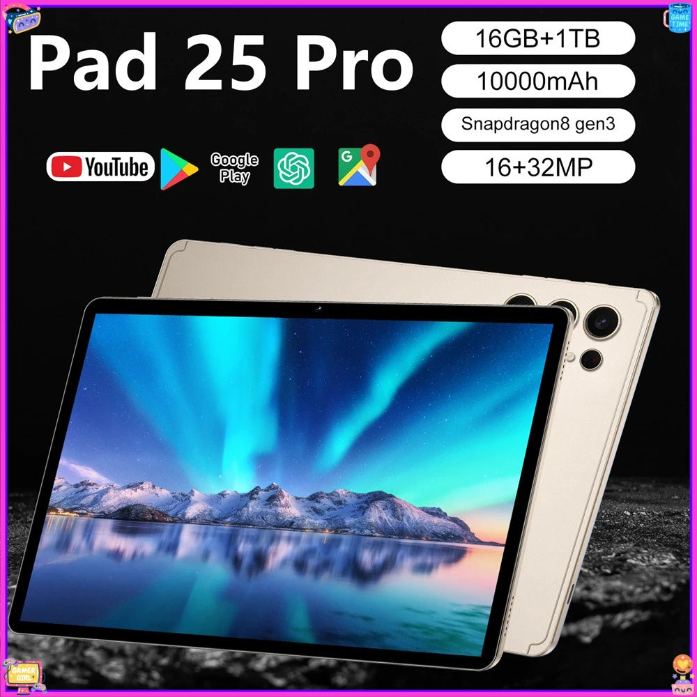 Hot New Pad 25 Pro Tablets 5G Dual SIM WiFi GPS 22GB+2TB High-end Original Android Tablet PC Kids Children's Global Version Tab
