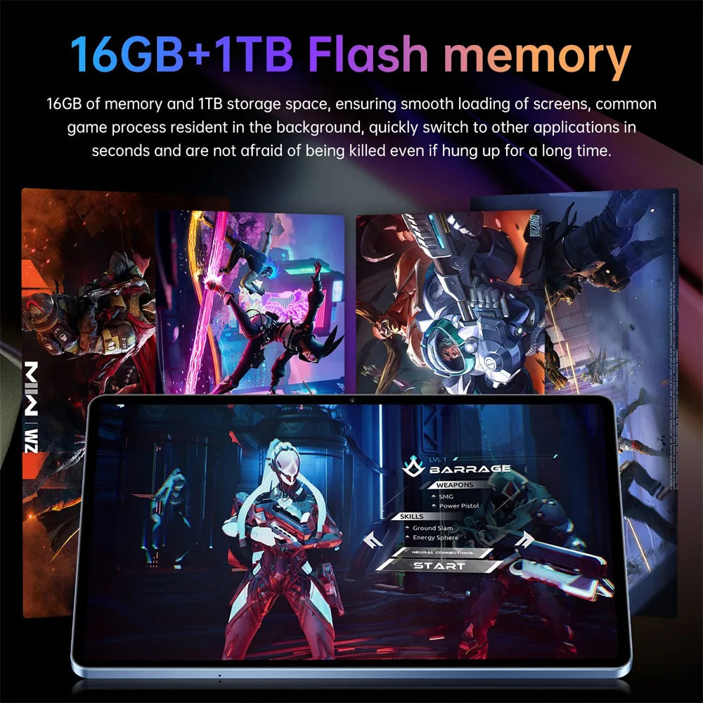 HOT Pad 16 Pro Android Tablet PC 22GB+2TB Ultra-clear Original Global Version 10000mAh Battery 10.1HD Tablet 4G 5G Dual SlM Tab