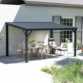 Domi 10' x 14' Lean to Gazebo, Wall Mounted with Built in Drainage System, Galvanized Steel Roof