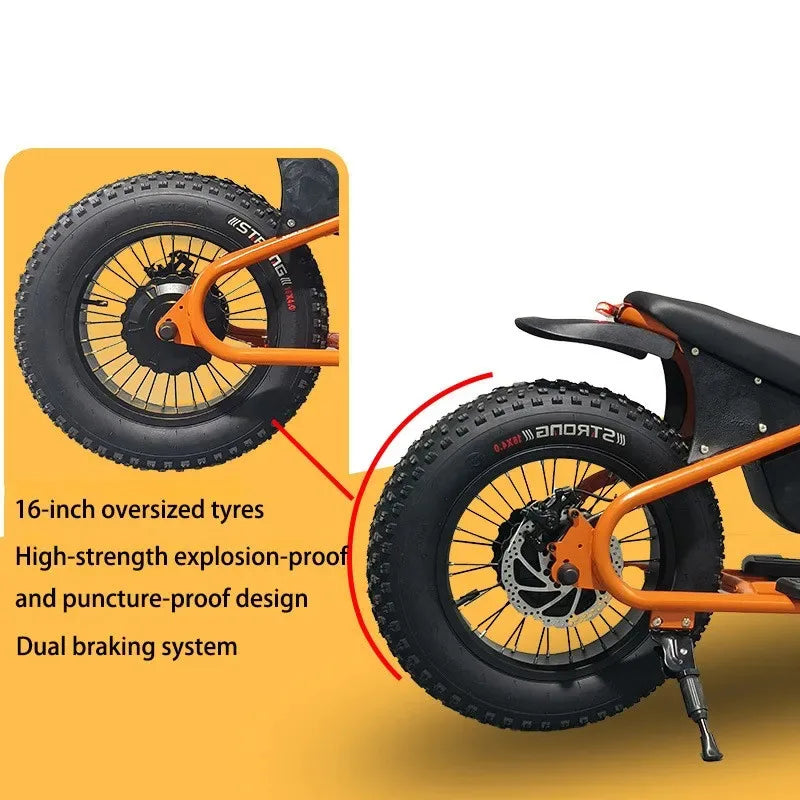 16-inch retro E-Bike, 800W smart motor