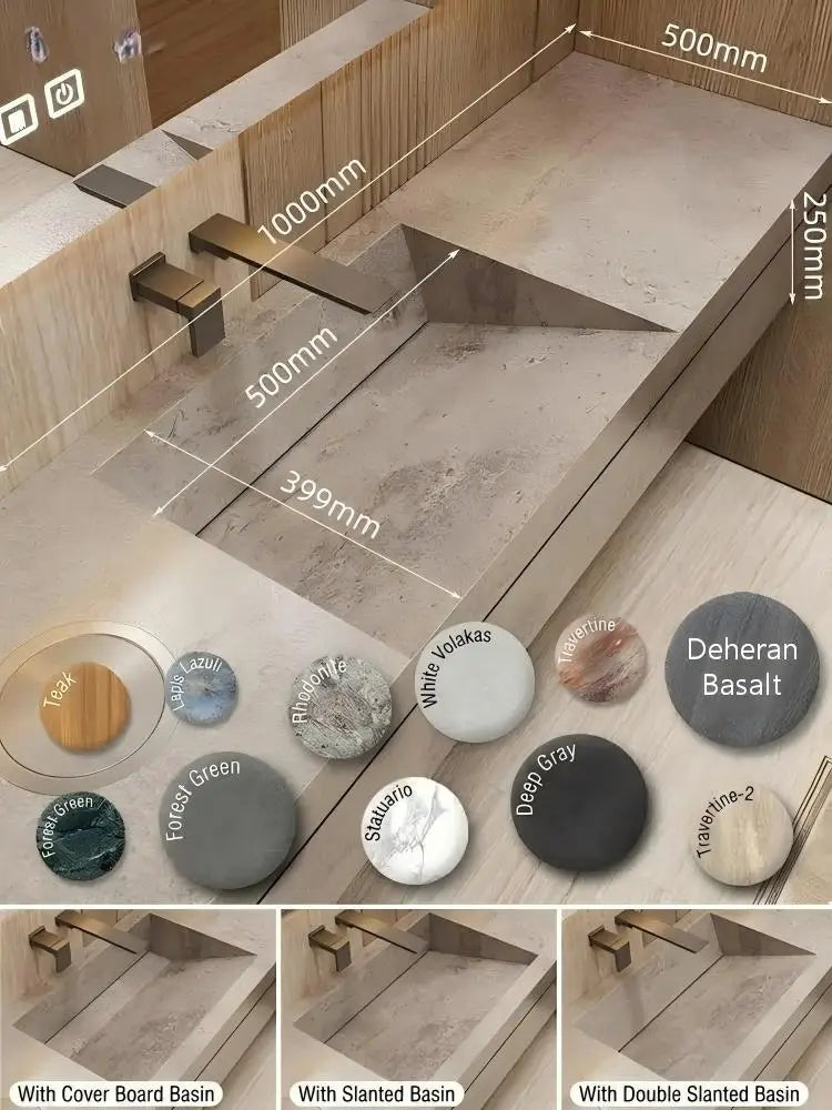 Any Size Custom Marble Seamless Stone Vanity Set, Customizable
