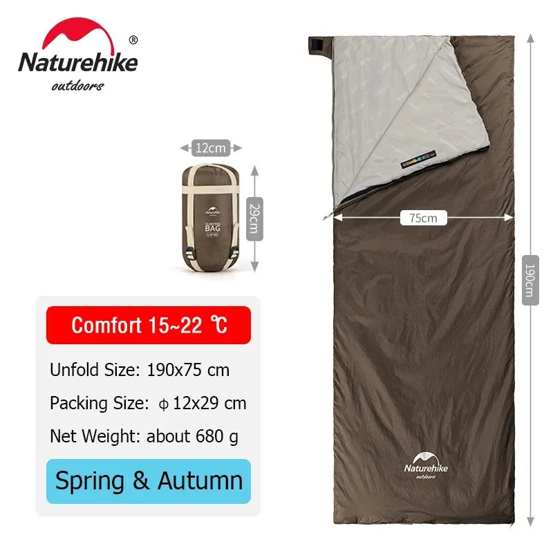 Naturehike LW180 Sleeping Bag Ultralight 3 Seasons Spring Summer Sleeping Bag Outdoor Hiking Camping Sleeping Bag