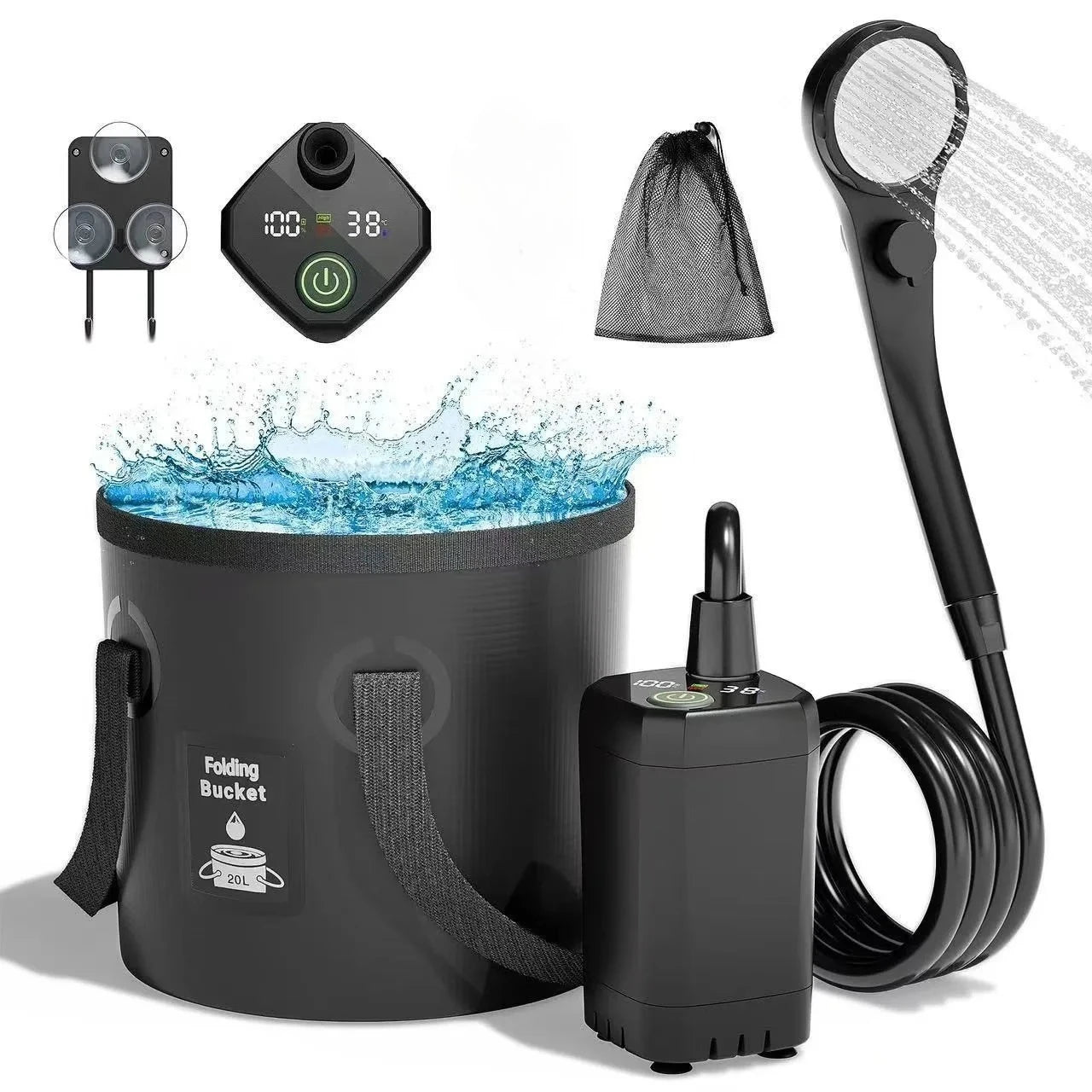 Portable Camping Shower Kit with 20L Foldable Bag