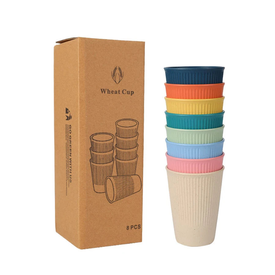 Wheat Straw Dinnerware Set Eco-friendly Safety Plates Cups Bowels, Tableware Set for Outdoor Camping
