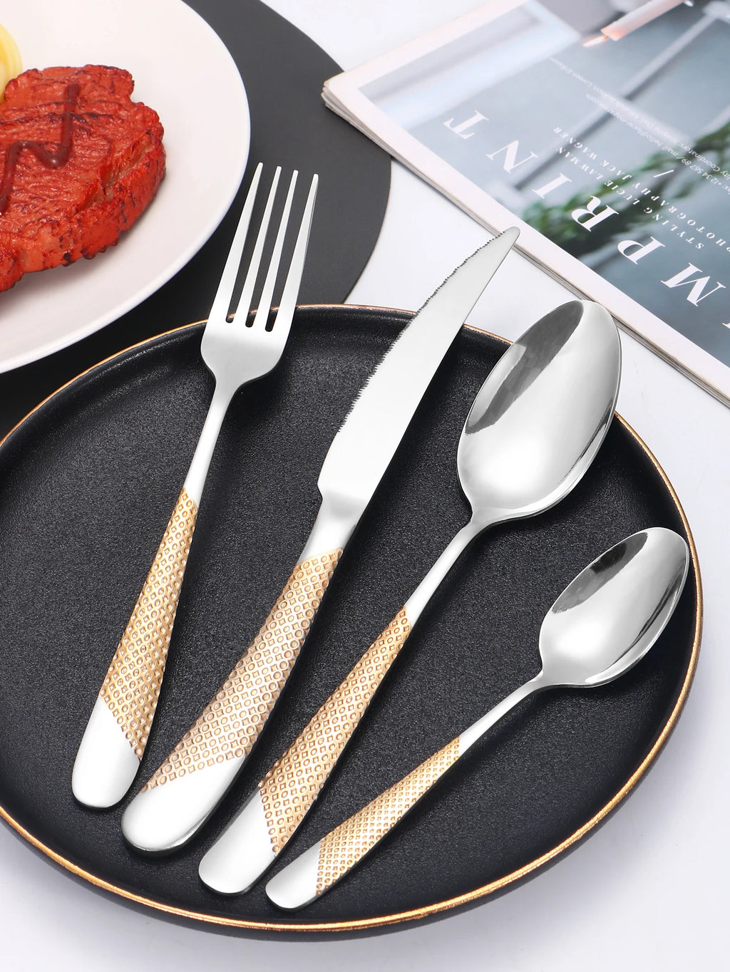 24pc Stainless steel tableware