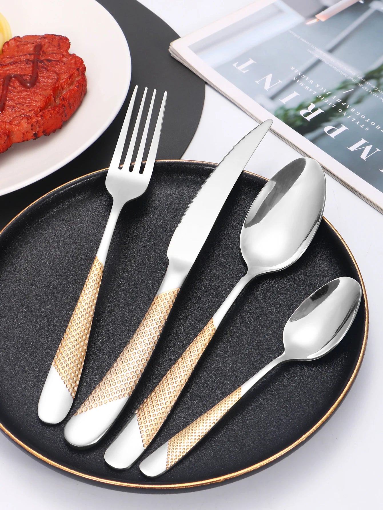24pc Stainless steel tableware