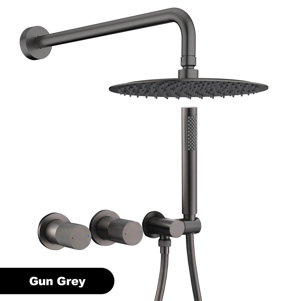 Luxury brass wall mounted shower system, embedded design with dual control hot and cold-water bathroom faucet, 48 variants