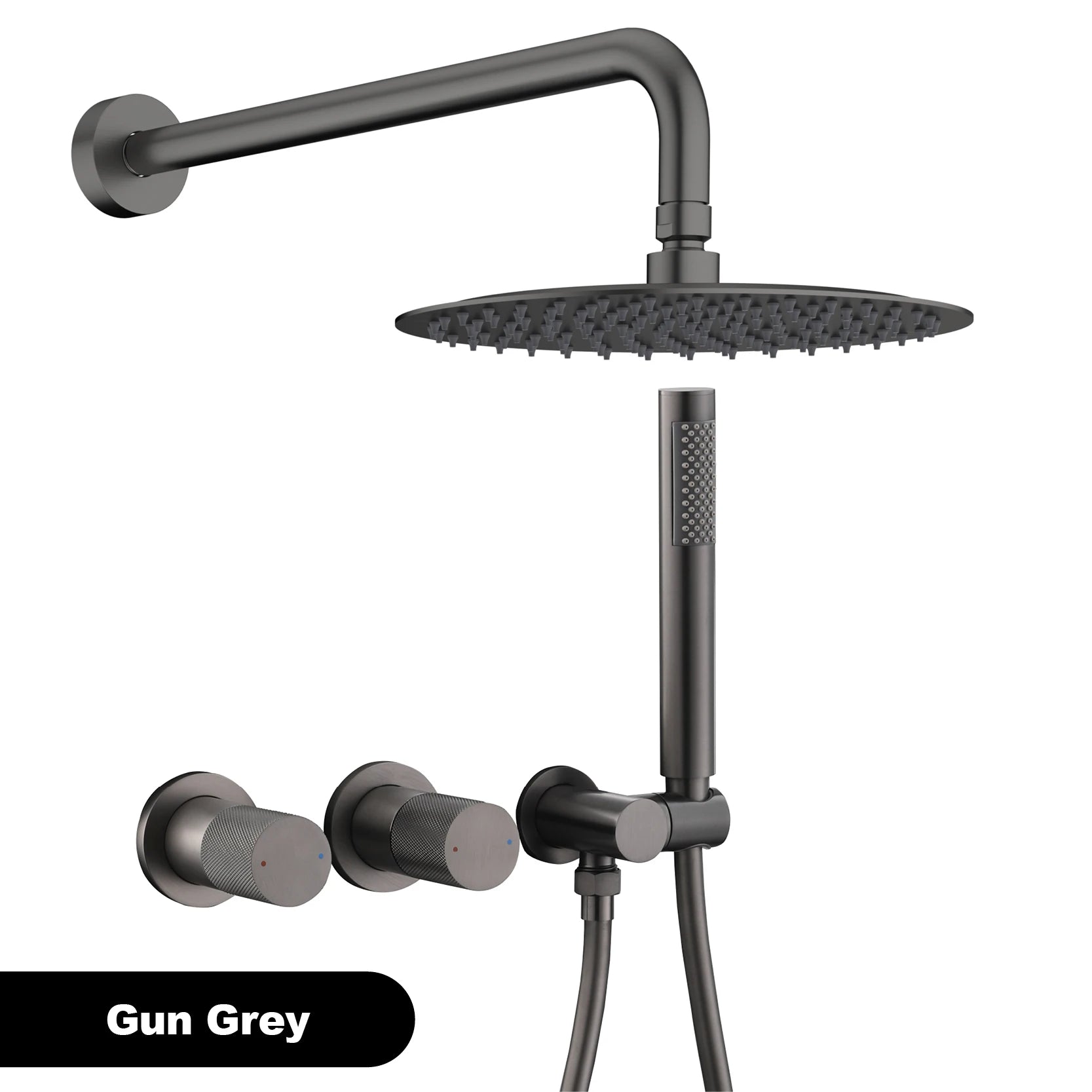 Luxury brass wall mounted shower system, embedded design with dual control hot and cold-water bathroom faucet, 48 variants