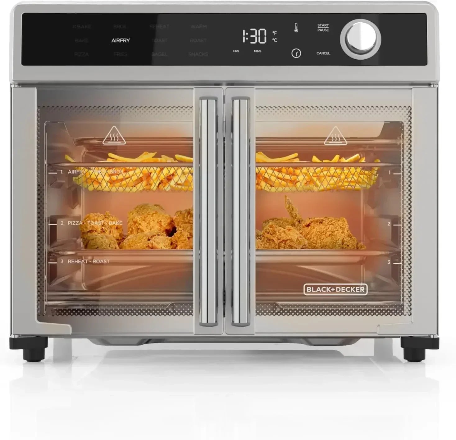 Crisp 'N Bake Air Fryer Toaster Oven Combo, 12 in 1 Countertop Convection Oven Cooks Food Fast, Fits a Whole Pizza