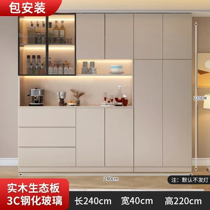 Large Modern Kitchen Pantry with Glass Doors and Drawers, Sideboard Buffet