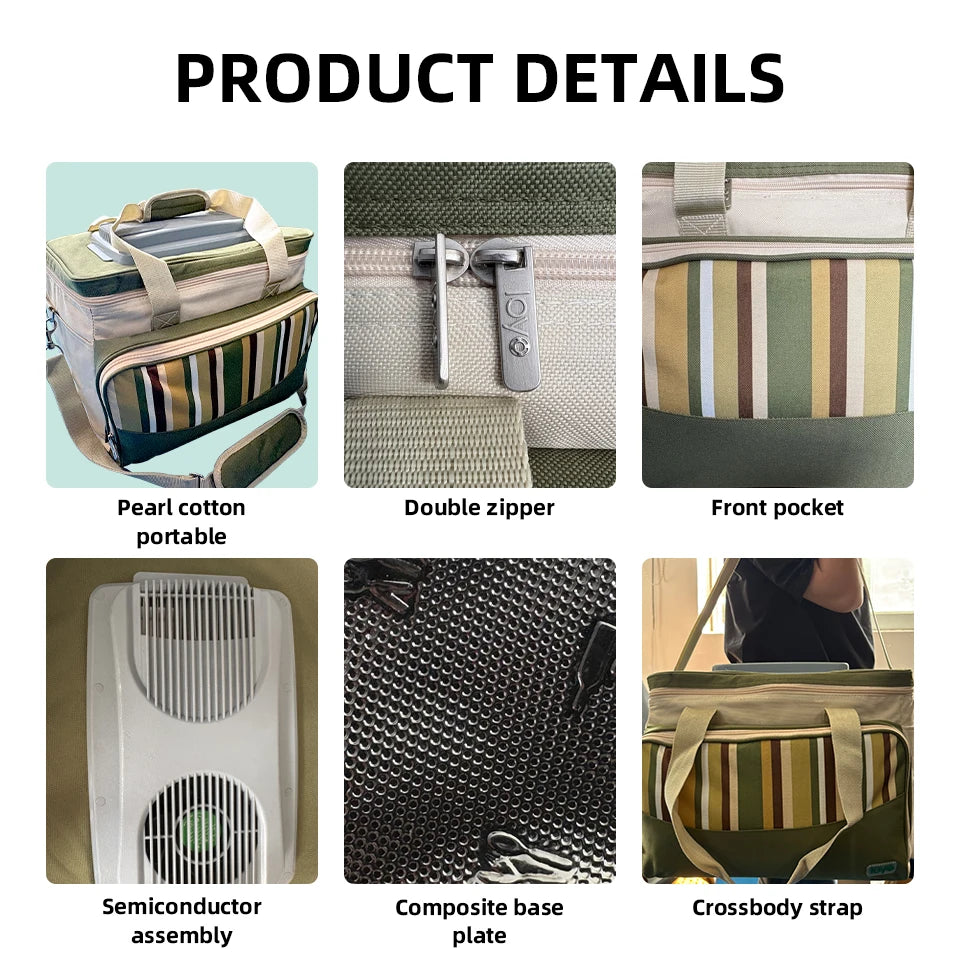 33L Portable Foldable Electric Bag Refrigerator, Perfect for Family Picnics Camping Car Travel Road Trip