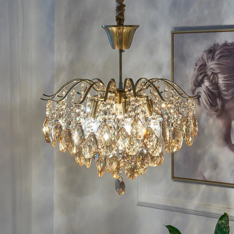 Luxury French Crystal Ceiling Pendant LED Lamp  Chandeliers
